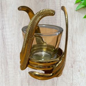 Partylite Brass Feather Candle Holder